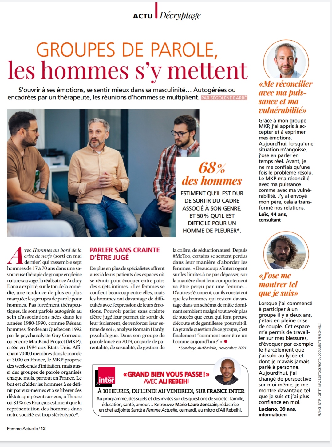 Gpes Parole Hommes - Femme Actuelle du 12 septembre 2022